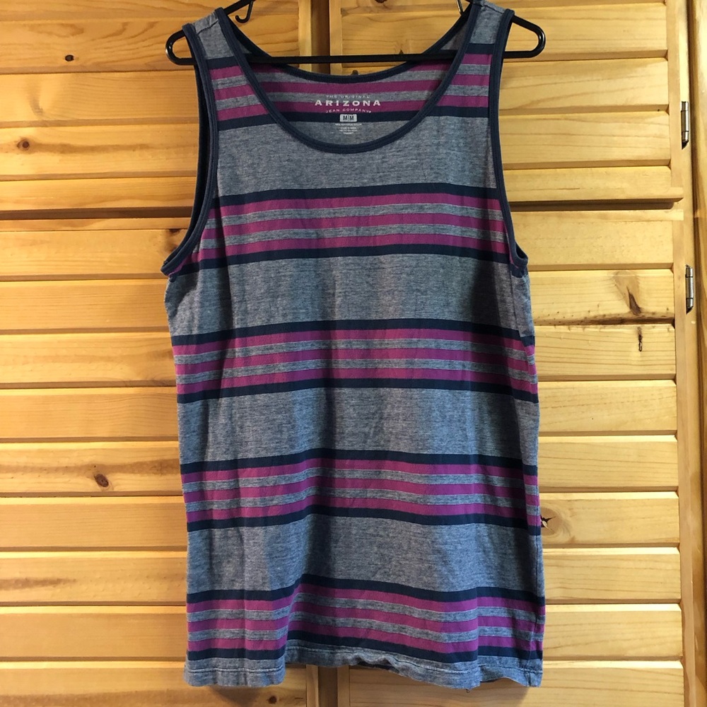The Original Arizona Jean Company Men’s Striped Tank Top - Blue and Pink, Size M